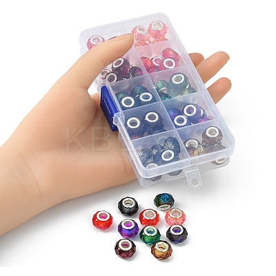 70Pcs 10 Colors Transparent Resin European Beads RPDL-YW0001-05-1