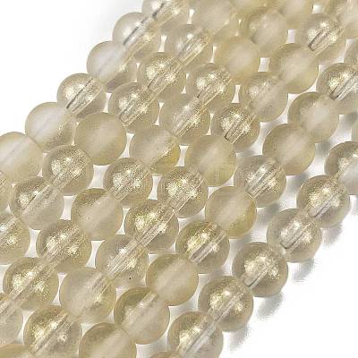 Frosted Transparent Glass Bead Strands GLAA-P065-6mm-01-1