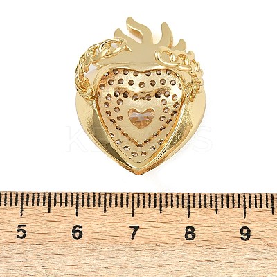 Brass Micro Pave Clear Cubic Zirconia Cuff Rings RJEW-P155-04B-G-1