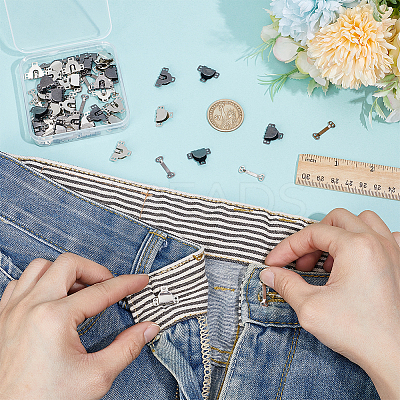 60Pcs 2 Colors Adjustable Alloy Suit Trouser Waist Concealed Button Hooks FIND-HY0004-67-1