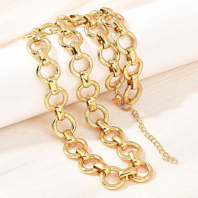13MM 304 Stainless Steel Ring Link Chain Necklaces NJEW-Z105-03G-1
