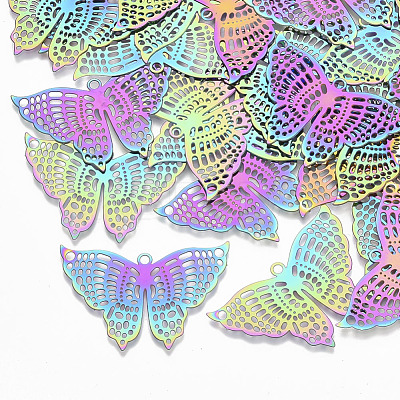Ion Plating(IP) 201 Stainless Steel Filigree Pendants X-STAS-S108-111-1