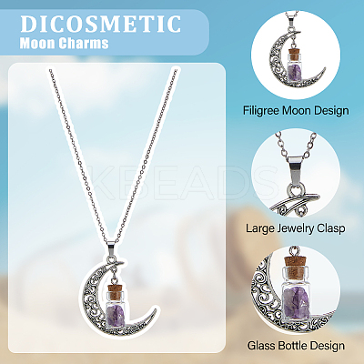 20Pcs 10 Styles Mixed Gemstone Chip Glass Bottle Pendants PALLOY-DC00006-1