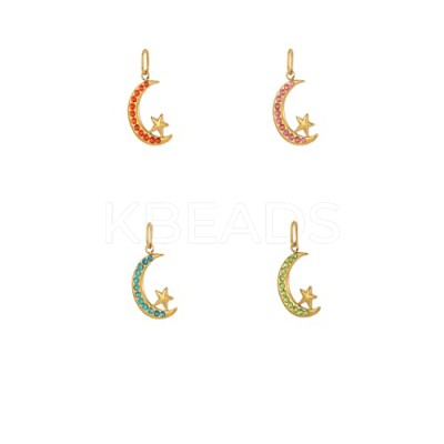 304 Stainless Steel Cubic Zirconia Pendants STAS-OY009-44G-1