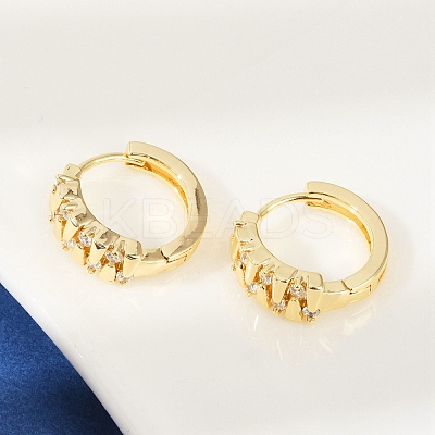 Brass Clear Cubic Zirconia Hoop Earrings EJEW-Q016-05G-1