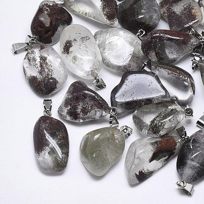 Natural Green Lodolite Quartz/Garden Quartz Pendants X-G-T122-32A-1