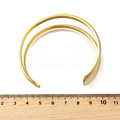 304 Stainless Steel Cuff Bangles for Women BJEW-M103-01C-G-1