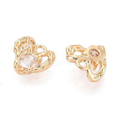 Brass Micro Pave Clear Cubic Zirconia Charms KK-N267-12G-1