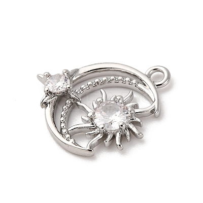 Brass Micro Pave Cubic Zirconia Charms KK-D371-04D-P-1
