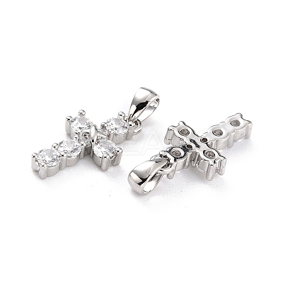 Brass Micro Pave Cubic Zirconia Pendants ZIRC-P089-21P-1