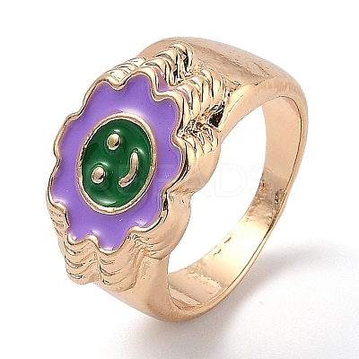 (Jewelry Parties Factory Sale)Alloy Enamel Finger Rings RJEW-H539-04D-LG-1