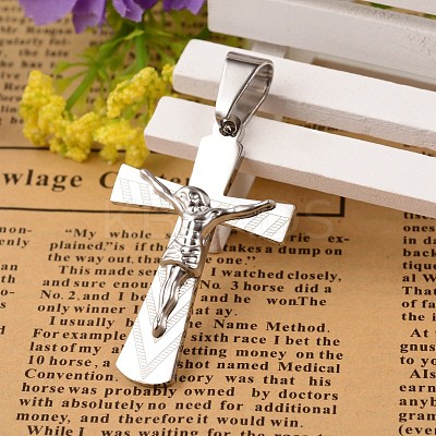 Non-Tarnish 304 Stainless Steel Crucifix Cross Pendants LS-STAS-I035-13A-1
