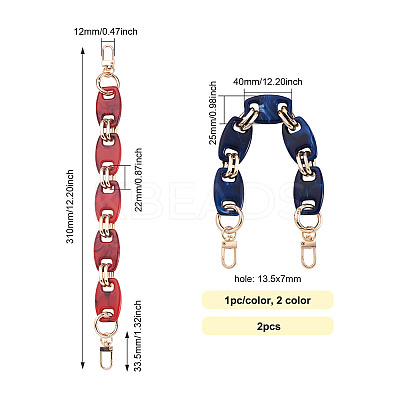 2Pcs 2 Colors Acrylic Curb Chain Bag Strap FIND-GN0001-29-1
