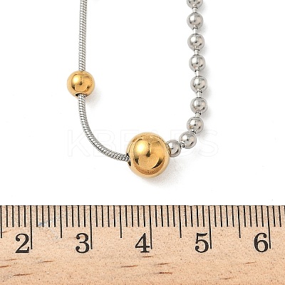 304 Stainless Steel Round Ball Chain and Snake Chain Necklaces for Women NJEW-G173-02A-GP-1