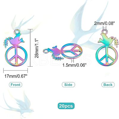 20Pcs Rainbow Color Alloy Pendants FIND-FH0003-56-1