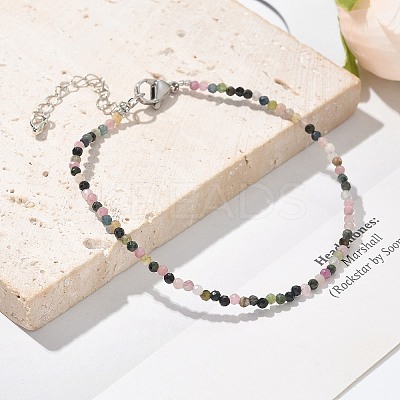 Natural Multicolor Tourmaline Bead Bracelets X-BJEW-JB04555-06-1