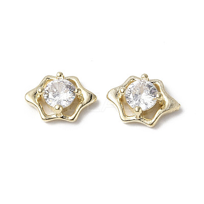 Brass Micro Pave Clear Cubic Zirconia Cabochons KK-A174-05G-1