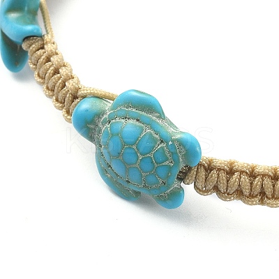 Ocean Theme Starfish Tortoise Synthetic Turquoise Beaded Anklets for Women AJEW-AN00554-01-1