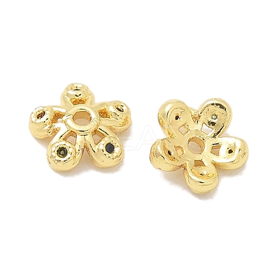 Rack Plating Brass Micro Pave Cubic Zirconia Bead Caps KK-K293-23B-G-1