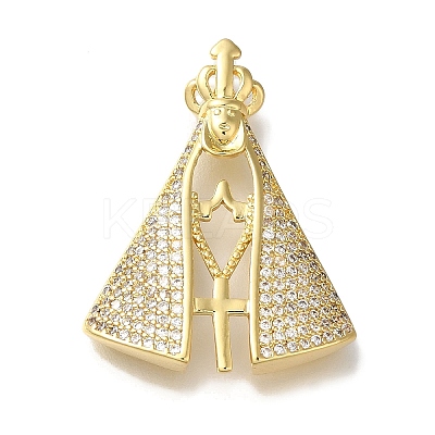 Rack Plating Brass Micro Pave Clear Cubic Zirconia Pendants KK-U019-23G-1