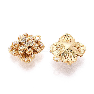 Brass Micro Pave Clear Cubic Zirconia Pendants KK-T077-32G-1