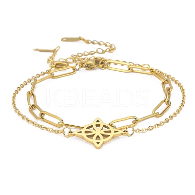 304 Stainless Steel Paperclip Chains & Cable Chain Bracelet Sets AJEW-U005-05B-G-1