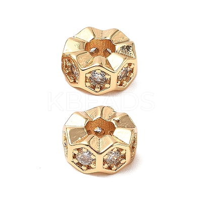 Brass Micro Pave Cubic Zirconia Beads KK-A259-01G-1