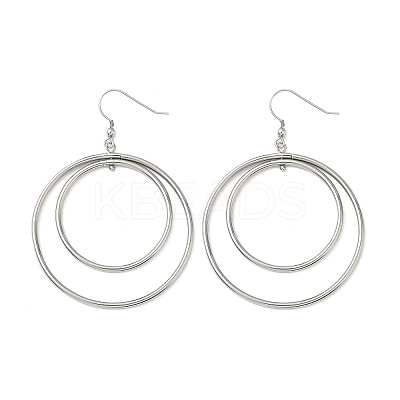Electroplated 304 Stainless Steel Flat Round Dangle Earrings LS-EJEW-Z129-09P-1