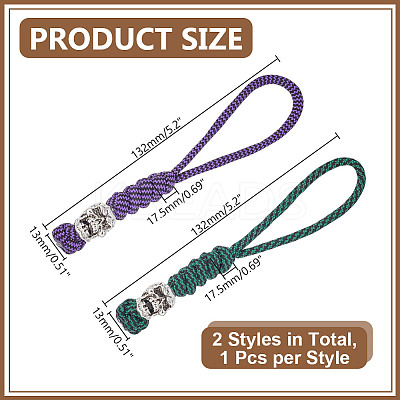 2Pcs 2 Colors Handmade Nylon Parachute Cord Pendant Decorations for Men KEYC-HY0001-32A-1