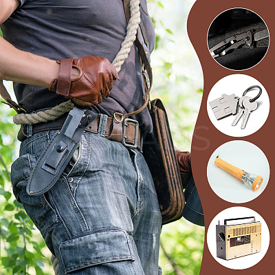 Stainless Steel Double Snap  With Duty Belt Keeper Wide Bracelet BJEW-WH0025-01-1