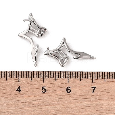 Brass with Cubic Zirconia Rhombus Stud Earring Findings KK-B087-05P-1