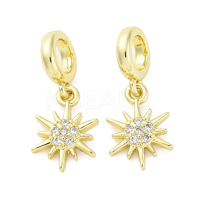Brass Micro Pave Cubic Zirconia European Dangle Charms KK-D325-13G-1