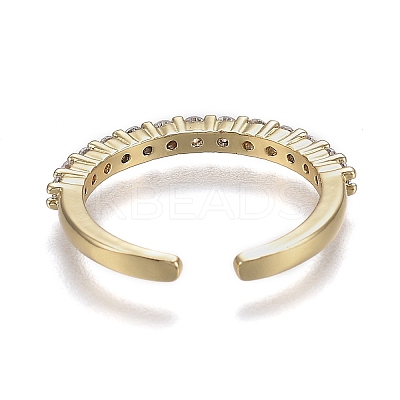 Adjustable Brass Micro Pave Clear Cubic Zirconia Cuff Rings X-ZIRC-Z002-11G-1