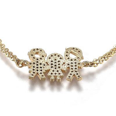 Brass Micro Pave Clear Cubic Zirconia Link Bracelets BJEW-Z003-21G-1