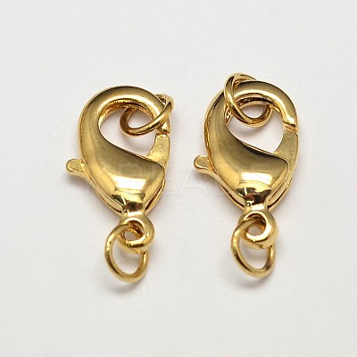PVD Vacuum Plating Brass Lobster Claw Clasps for Jewelry Necklace Bracelet Making X-KK-I599-10mm-G-RS-1