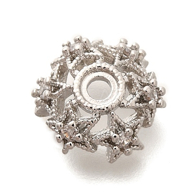Rack Plating Brass Micro Pave Clear Cubic Zirconia Bead Caps KK-H508-25A-P-1