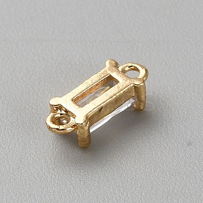 Light Gold Plated Brass Pave Glass Connector Charms KK-CJC0001-34KCG-07-1