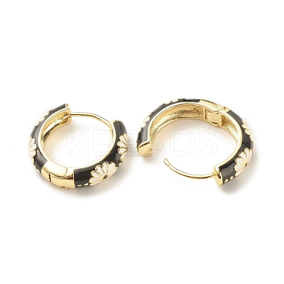 Daisy Flower Enamel Hoop Earrings EJEW-G290-01G-E-1
