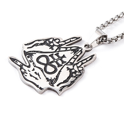 Dark Punk Satan Cross 201 Stainless Steel Pendant Necklaces NJEW-F320-06P-1