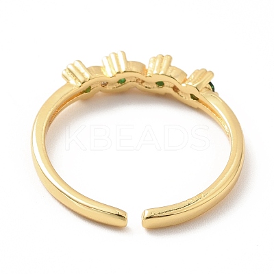 Cubic Zirconia Flat Round Open Cuff Ring RJEW-H101-05G-1