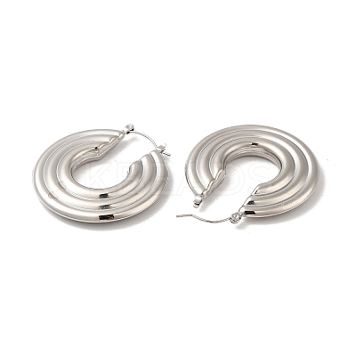 Non-Tarnish 304 Stainless Steel Donut Thick Hoop Earrings EJEW-Z022-05P-1