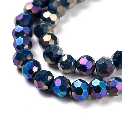 Faceted(32 Facets) Round Full Rainbow Plated Electroplate Glass Beads Strands EGLA-J130-FR15-1