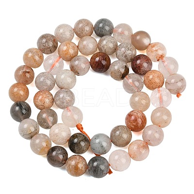 Natural Lodolite Quartz Beads Strands G-Z133-A02-8mm-01-1