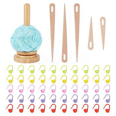 1 Set Wooden Big Eye Knitting Needles DIY-NB0009-58-1
