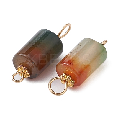 Natural Peacock Agate Connector Charms PALLOY-YW0001-54-1