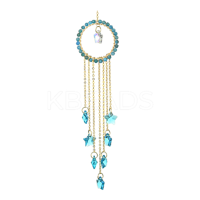 Glass Star Pendant Decorations HJEW-JM01113-04-1