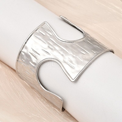Hammered 304 Stainless Steel Open Cuff Bangles BJEW-K264-04P-1