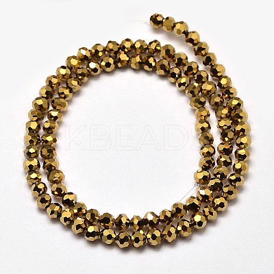 Faceted Round Full Plated Electroplate Glass Beads Strands EGLA-J130-FP02-1