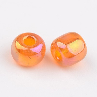 Transparent Rainbow Colours Round Glass Seed Beads X-SEED-A007-4mm-169-1