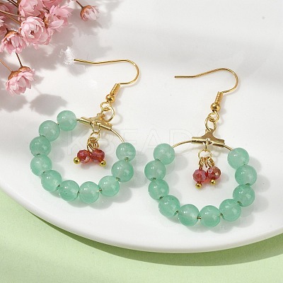 Imitation Jade Glass Beaded Ring Dangle Earrings EJEW-JE05568-1
